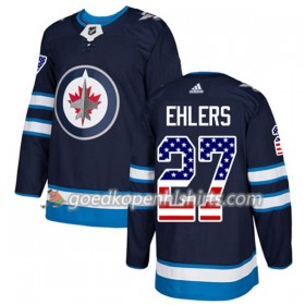 Winnipeg Jets Nikolaj Ehlers 27 Adidas 2017-2018 Navy Blauw USA Flag Fashion Authentic Shirt - Mannen